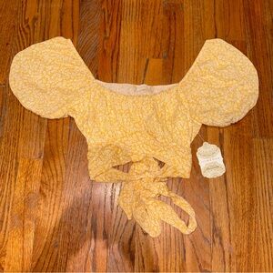 Altar'd State Mustard Floral Blouse